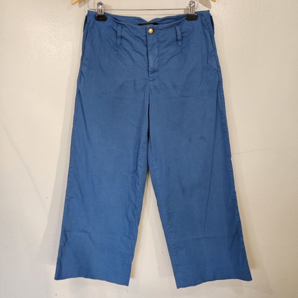 the‎ J. Peterman company blue wide leg pants Sz 2 Casual Minimalist Boho Hippie
